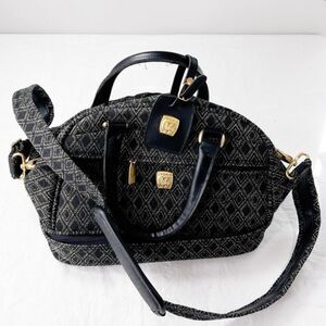 Vintage Pegasus Canvas Dome Top Diamond Pattern Train Case Cabin Bag